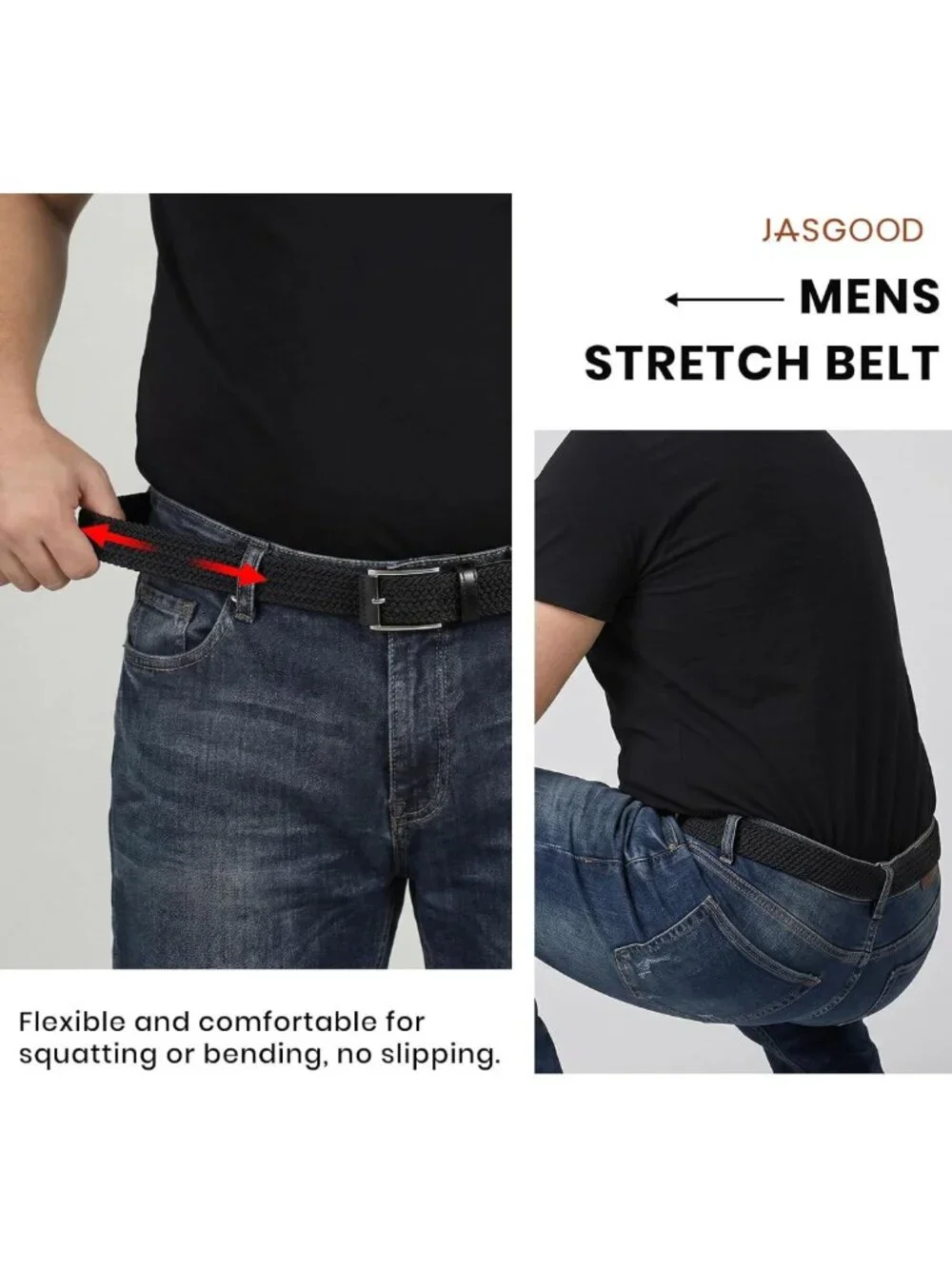 3-Pack Stretchy Elastic Golf Belts for Men - Casual Woven Braided Belts for